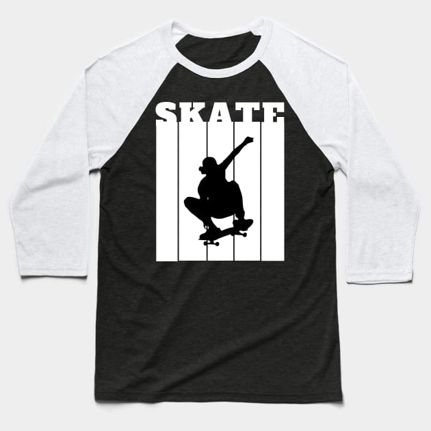 SKATEBOARDING GRAPHIC LOGO Baseball T-Shirt by zackmuse1